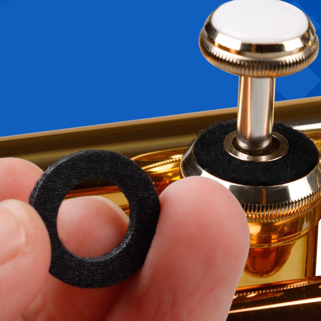 Sæt  of 10 stk universal trompet trombone kornet ventil stilk filt vaskemaskine pads tilbehør trompeter instrument rengøringssæt