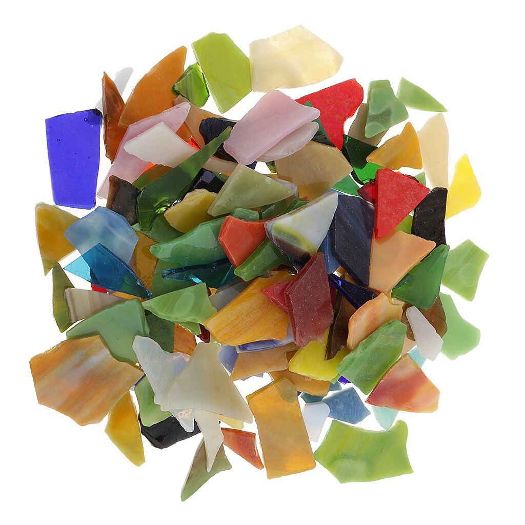 Blesiya 200g Irregular Shape Glass Mosaic Tiles for Arts DIY Crafts 10-30mm