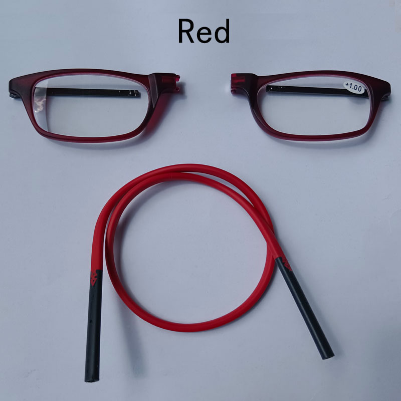 Portable magnetic reading glasses that can be hung around the neck with adjustable lanyard for men and women: Khaki / +125