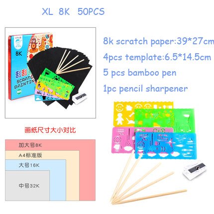 Young children colorful scratching paper 50 100 sheets diy handmade scraping painting non-toxic sand painting color sand: 6