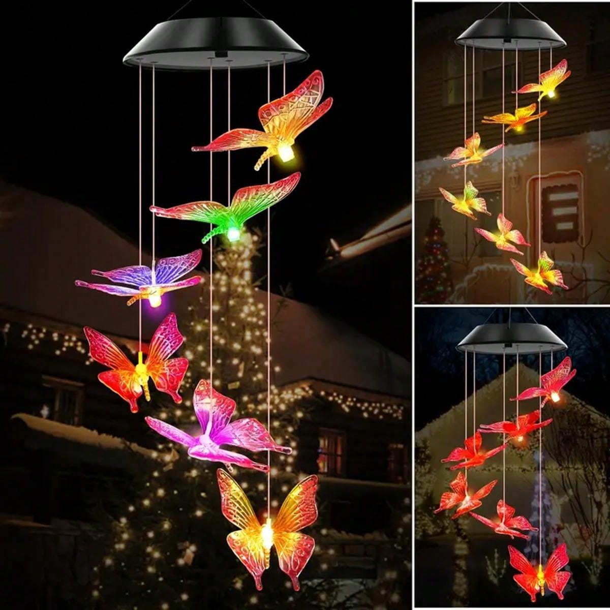 Campanas de viento que cambian de Color Solar, 6 LED RGB, cambios automáticamente de Color para el hogar, jardín, exterior, balcón, decoración, 1 Uds.