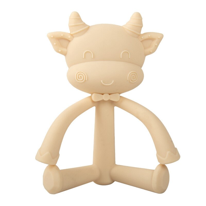 Del bambino del silicone Dentizione Masticare Giocattoli Sensoriale Ciucci per Bambini per Lo Sviluppo: Beige