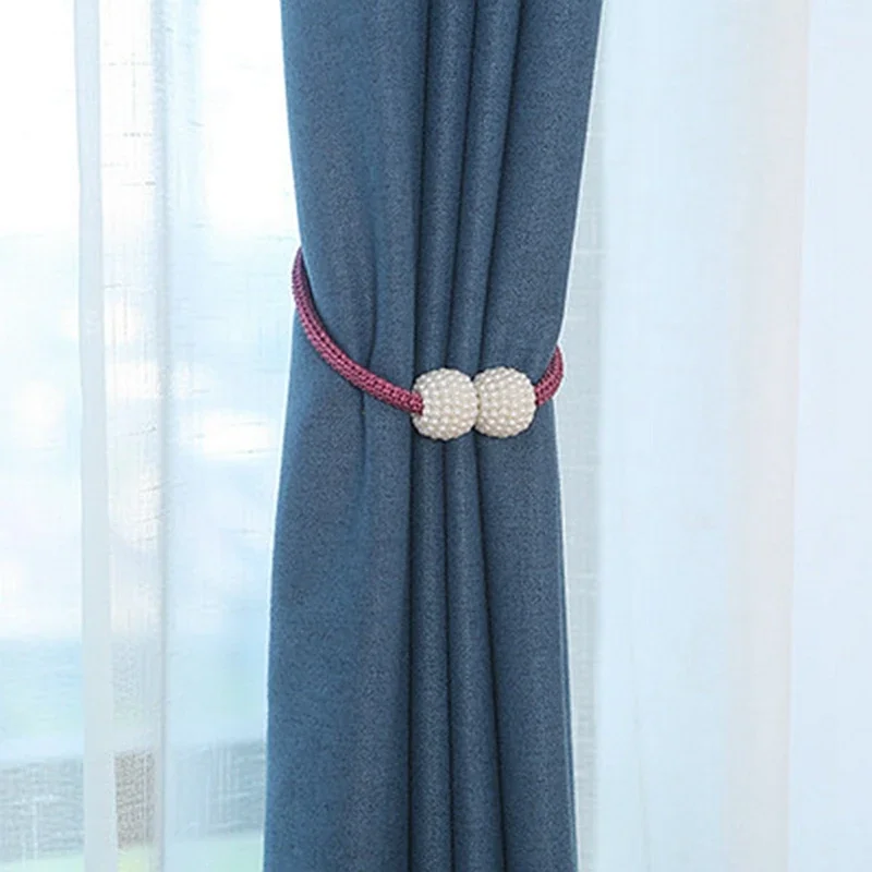 Abrazaderas magnéticas para cortinas, soporte con pompón, Clips magnéticos para colgar bolas, accesorios de decoración del hogar, 1 unidad: Morado