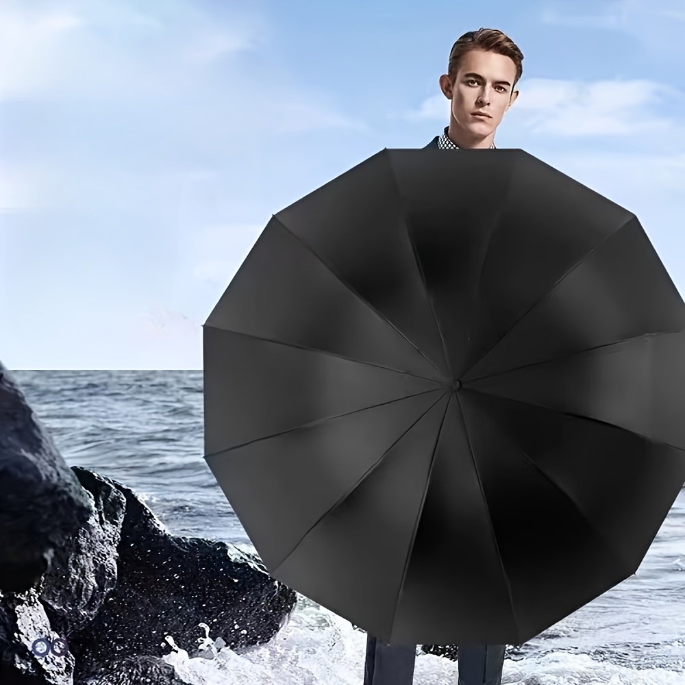 12 ribben extra grote opvouwbare paraplu - winddicht, automatisch, modieus, UV-bescherming, dubbel gebruik voor zonnig en regenachtig weer, S