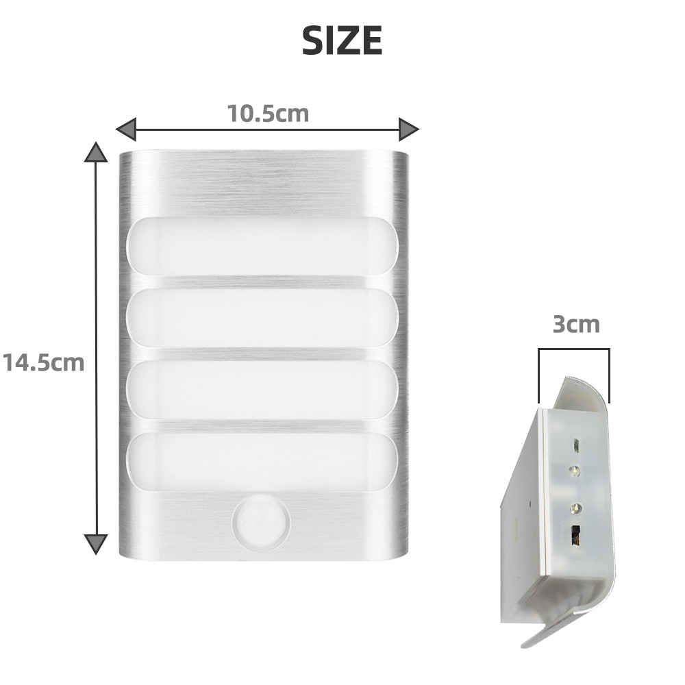 Sensor Nachtlampje LED batterij bedienen Draadloze PIR Infrarood Motion Sensor Wandlamp Auto On/Off voor Hal Toegang trappen