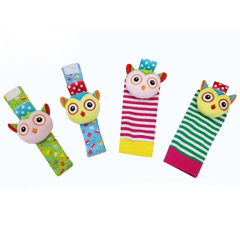 Baby Rammelaars Baby Speelgoed 0-12 Maanden Voor Pasgeborenen Baby Kids Kinderen Zachte Leeuw Uil Sokken Rammelaar Speelgoed Pols rammelaar Educatief Speelgoed: 4Pcs owl-091M