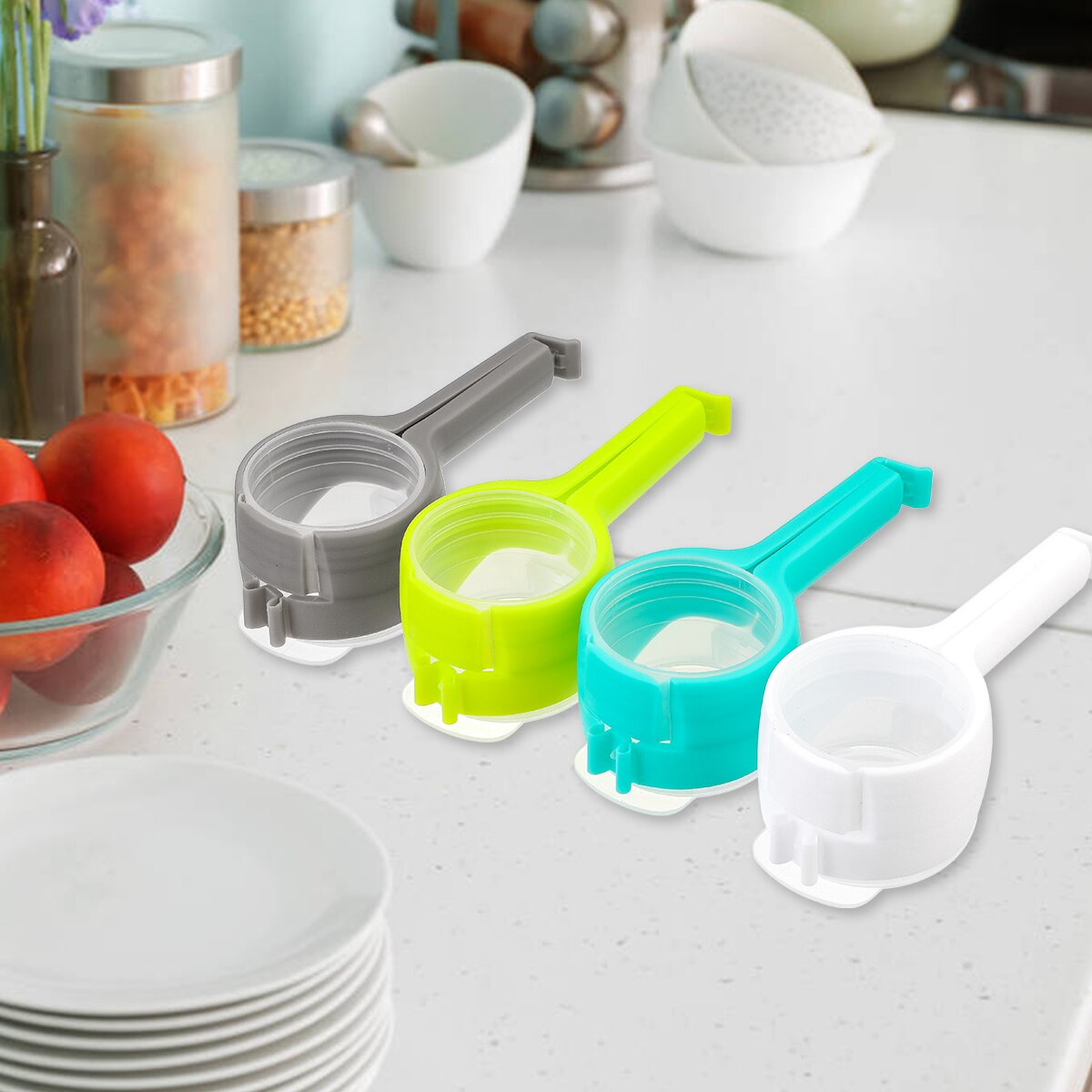 4 pcs Plastic Bag Sealer Seal Pour Food Storage Bag Clip Food Sealing Clip Effect Clamp Kitchen Tools