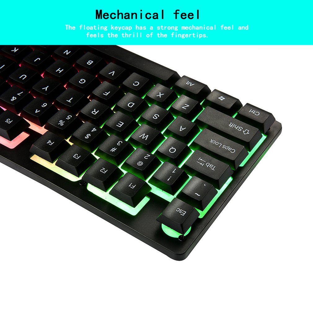 Colorful Illuminated gaming keyboard mechanical hand plastic panel floating keycap 19 key