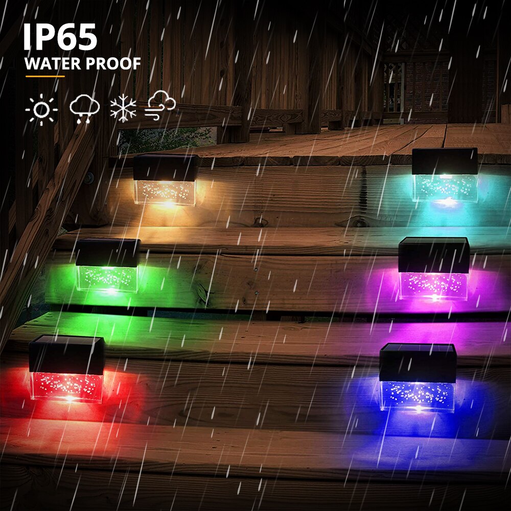 LED Solar Light Deck Light Outdoor Waterproof LED Fence Light for Steps, Courtyards, Railings, Walls, Warm White/color Change