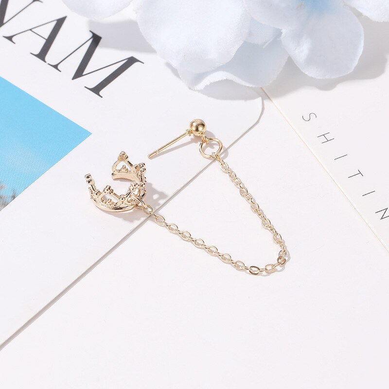 Crown U-shaped ear clips hollow love retro earrings for women pendientes mujer long earrings piercing Ear cuffs clip on earrings