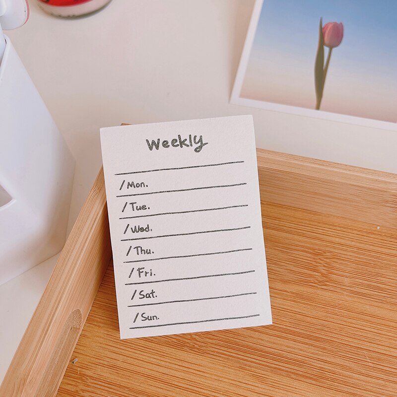 Black White Note Paper Simple Style Plaid Message Memo Pad Kawaii Stationery Notepad Office Leave Message Office Supplies: Weekly