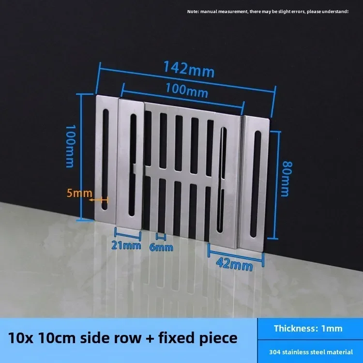 Drain de sol d'angle mural latéral pour toit, souris anti-feuilles, balcon, filtre de vidange latérale, démontage de la grille en acier inoxydable: Black
