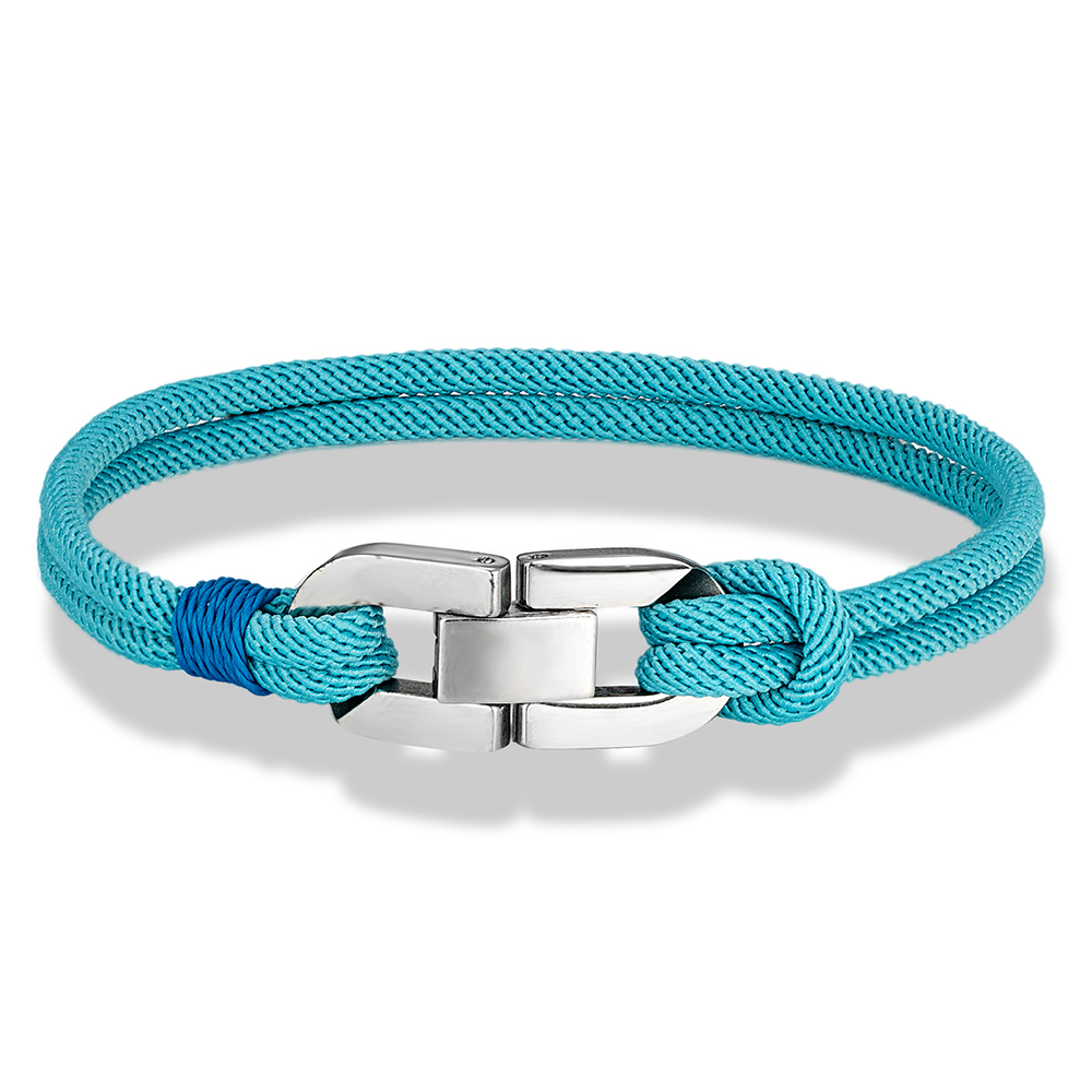 MKENDN Double Strand Braided Rope Bracelet Stainless Steel Cuban U-buckle Bracelets for Men Women Couple Jewelry