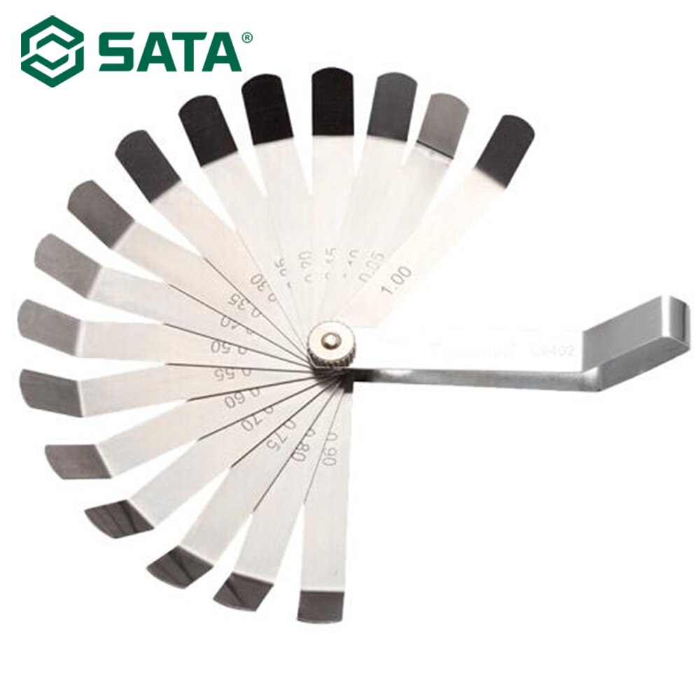 SATA Ferramenta 16pc Feeler Gauges Set aço Inoxidável feeler calibre 0.05-1.00MM 09402