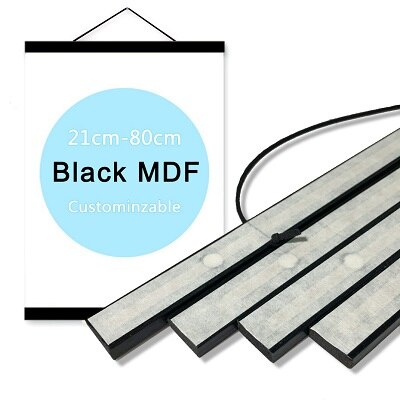 Colgador magnético de madera para pintura, 70 cm de 21-marco de fotos en 7 colores, póster de lona, colgador de arte: 60cm / Black MDF