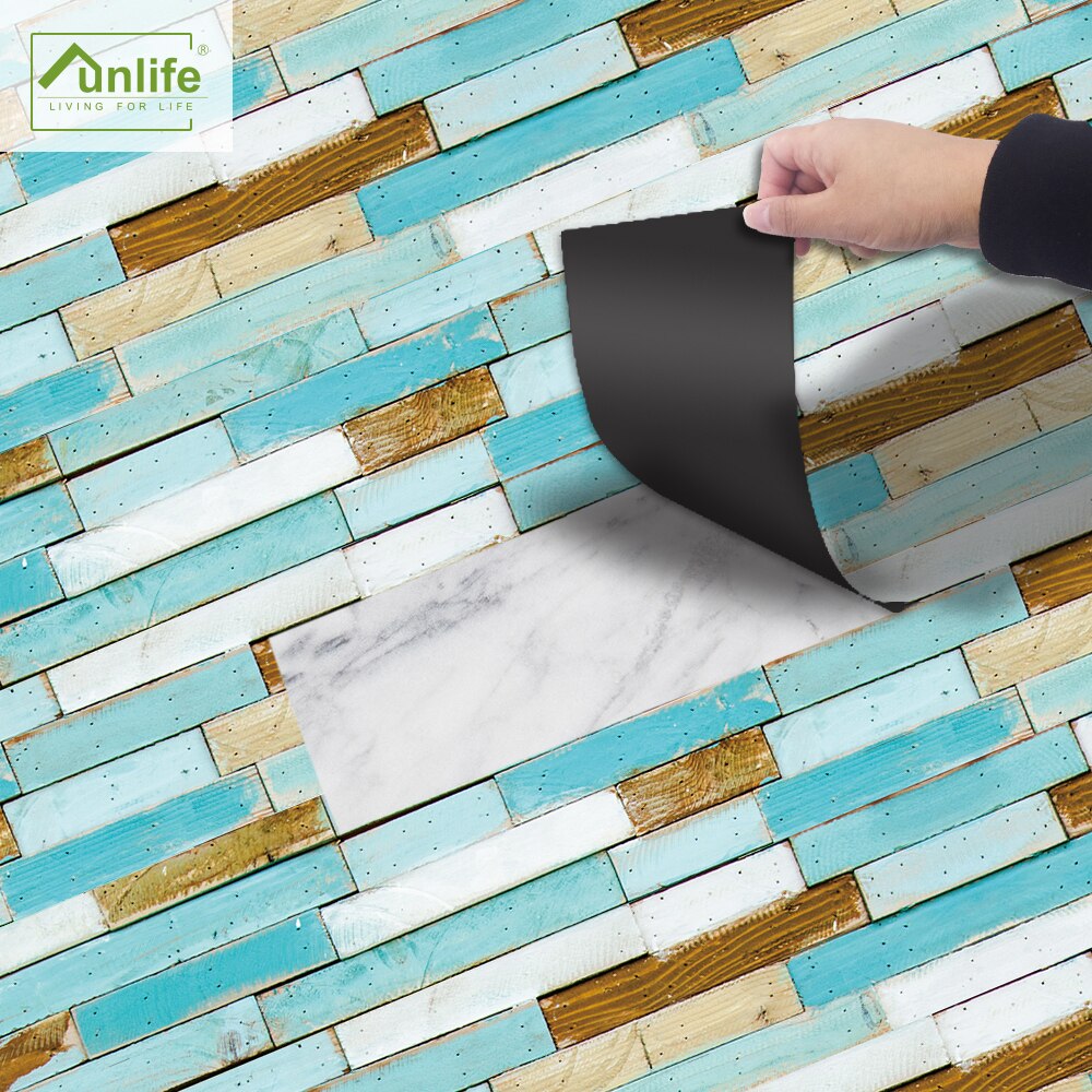 Funlife® 20x300cm Blue Wood Grain Ground Sticker Anti-slip Self-adhesive Floor Sticker for Bedroom Bathroom Kitchen Home Decor