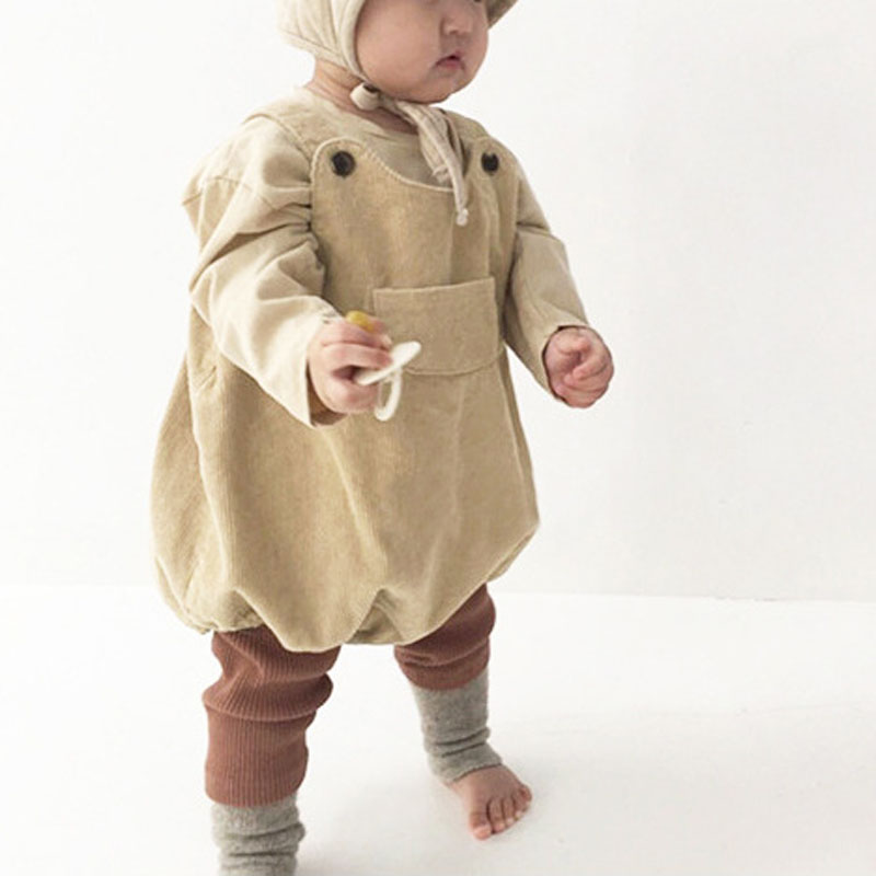 Herfst Baby Bodysuits Corduroy Baby Body Knoppen Stijl Peuter Jongens Een Stuk