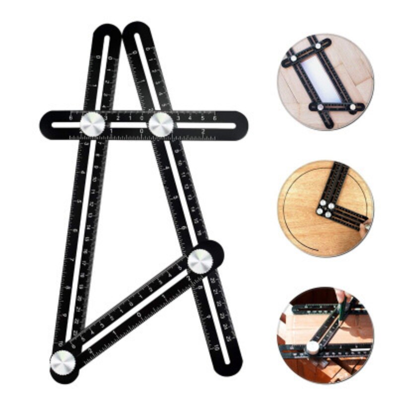 Aluminum Alloy Multi-function Movable Four-fold Ruler Stainless Steel Four-corner Ruler Multi-angle Folding Woodworking Helper