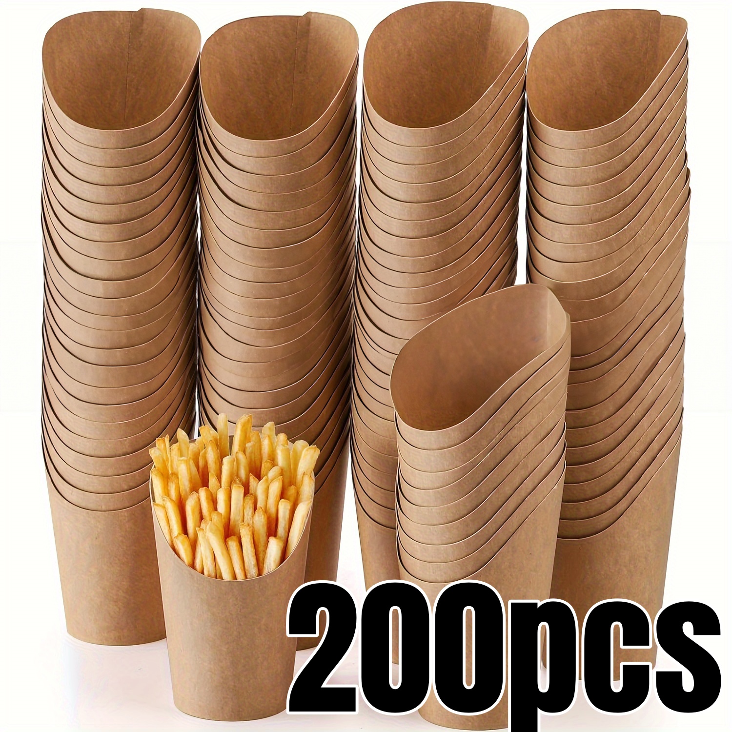 50pcs Fries Paper Cup Set 12oz Disposable Kraft Paper Fry Charcuterie Cups for Party Celebrations Use Cupcakes Popcorn DIY Bakin: Red