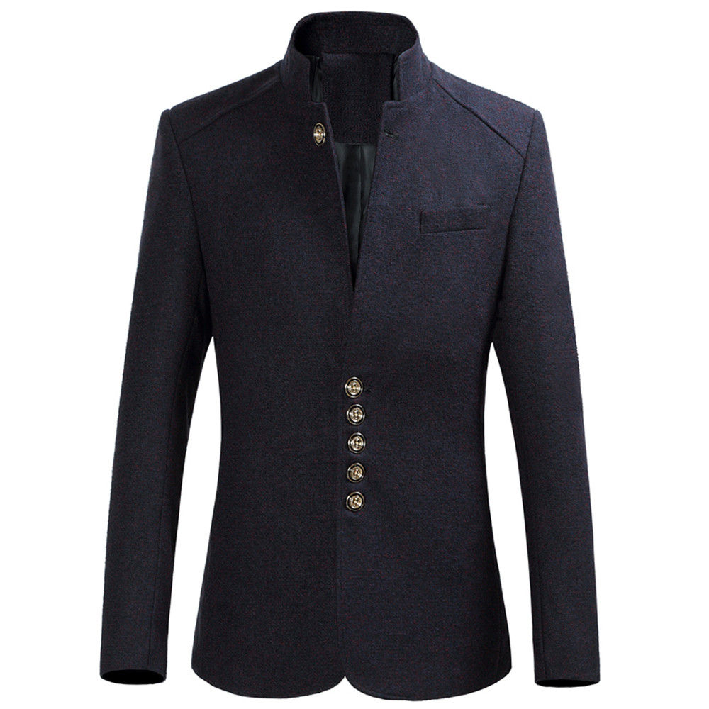 Estilo chino hombres traje blazer Otoño Invierno Slim mens traje chaqueta blazers mandarín collar d90604: we / M