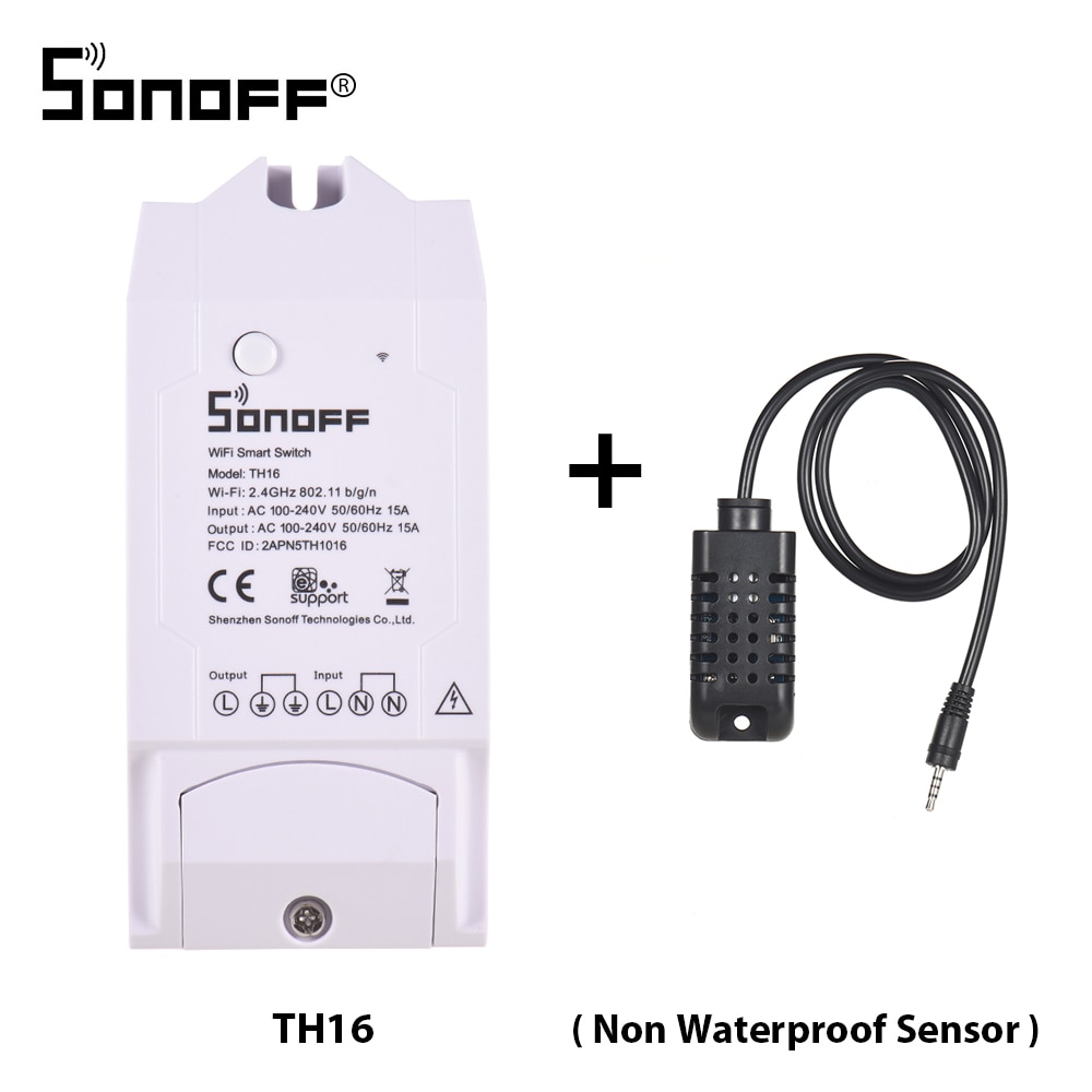 Sonoff Wifi Thermostaat Wifi Draadloze Smart Switch 15A 3500W Slimme Thermostaat TH16 Monitoring Temperatuur Vochtigheid Automation Kit