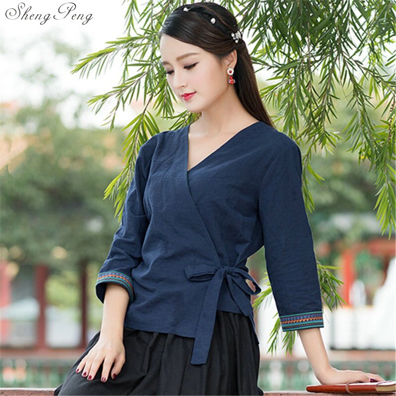 Traditionele Chinese Kleding Voor Vrouwen Casual Losse Tops Blouse Chinese Markt Online Traditionele Chinese Shirt Top Q321