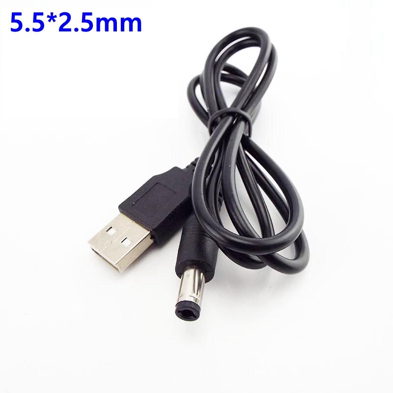 USB2.0 Male Port Type A To DC 5V 3.5*1.35mm 4.0*1.7mm 2.0*0.6mm 2.5*0.7mm 5.5*2.1mm 5.5*2.5mm Barrel Jack Power Cable Connector: 5.5 2.5