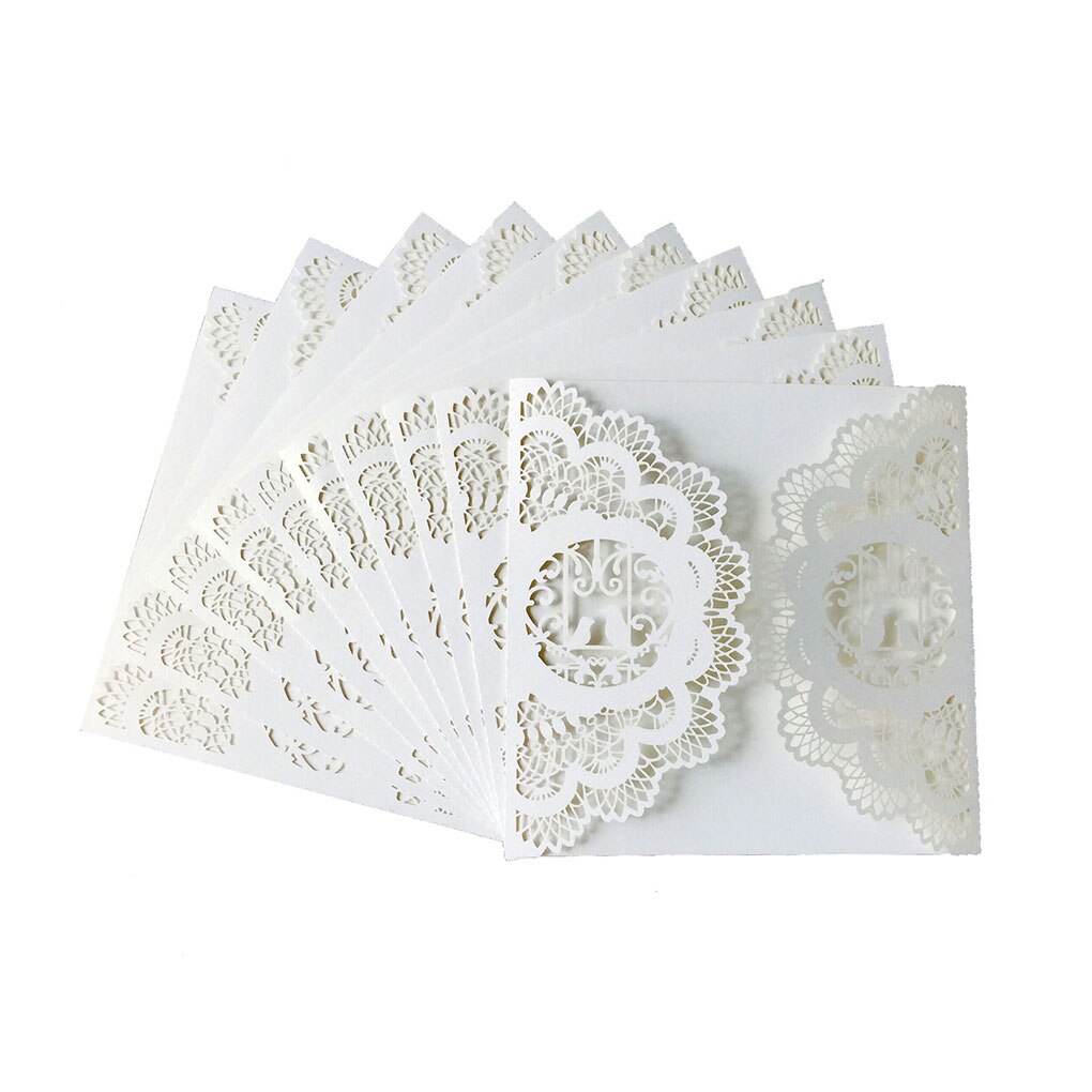 10 stuks /30 stuks /50 stuks parelpapier kant uitnodigingskaart uitgehold gesneden knutselwerkjes bruiloft bruidskaart