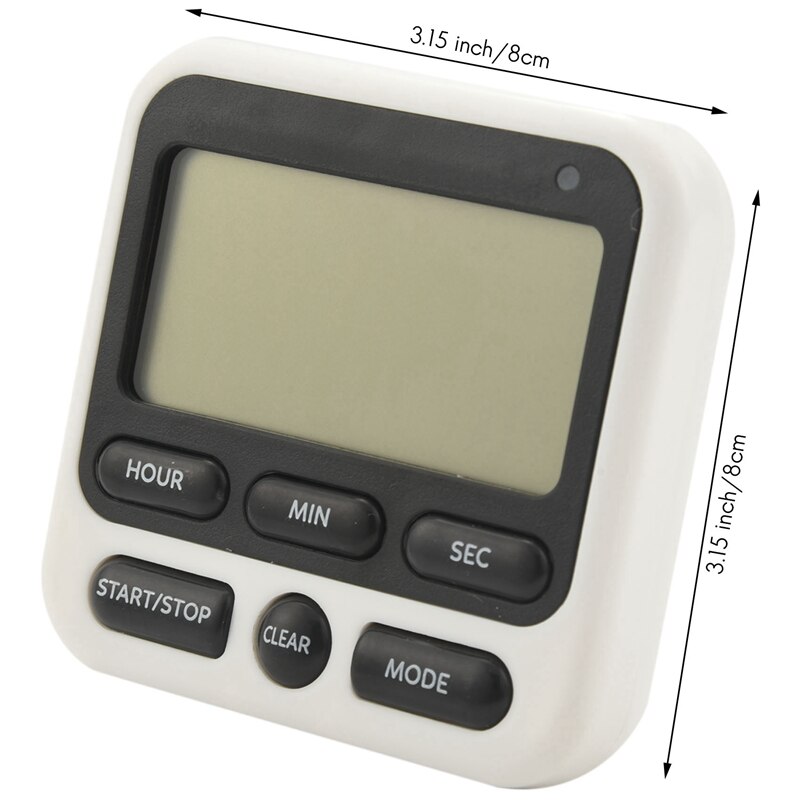 Digital Kitchen Timer with Mute/Loud Alarm Switch ON/OFF Switch, 12 Hour Clock &amp; Alarm, Memory Function Count Up &amp; Count Down fo