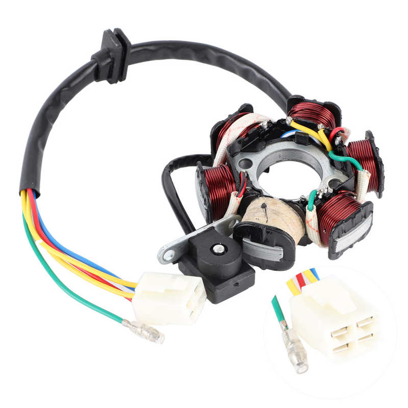 Generator Stator Coil Stator Coil Generator Aluminium Alloy Magneto Coil Fit for GY6 125/150CC Dual Yellow Wire DC