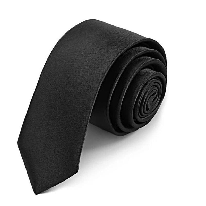 Business Necktie Men&#39;s Formal Ties Classic Black Polyester Male Skinny 8CM Casual Neck Tie With Zipper Shirt Accessories