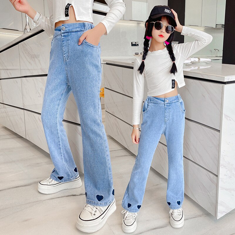 Meisje Losse Jeans En Najaar Collection Kinderen Buitenlandse Stijl Grote Kinderen Kleur Jeans Lange Broek