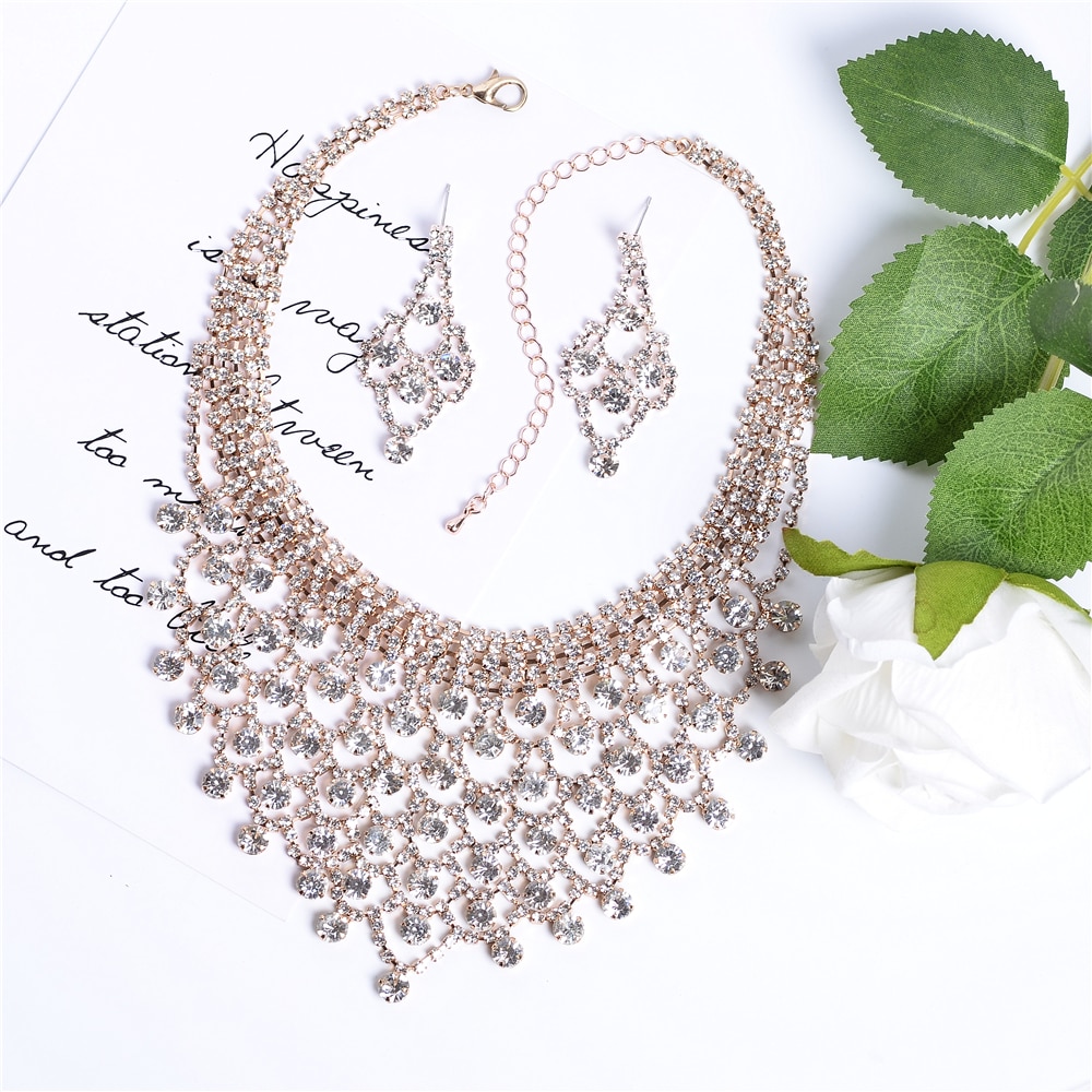 CORUIXI K72321 Wedding Necklaces sets Party Accessories Luxury Bridal Jewelry Sparkling Rhinestone Accessories You are the star