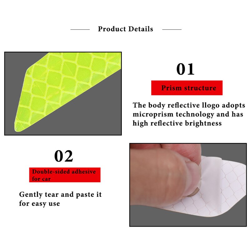 4pc 5 kleuren autodeur reflecterende sticker waarschuwingstape auto reflecterende sticker reflecterende tapes autostyling veiligheid autodecoratie