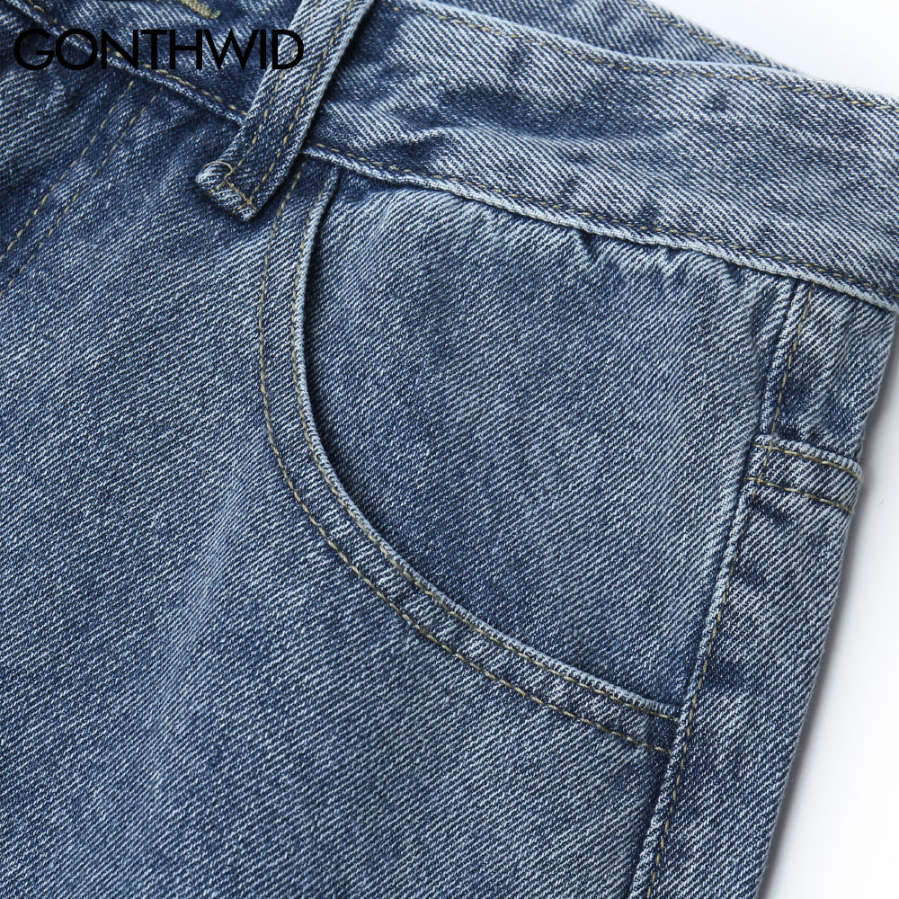 GONTHWID Denim Hosen Kette Rose Schmetterling drucken ausgebeult Jeans Streetwear Herren Hüfte hüpfen Harajuku lässig verlieren Schlauch Schwarz