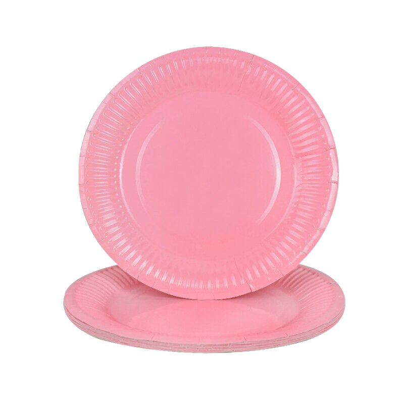 Vajilla desechable de colores, plato de papel para suministros de feliz cumpleaños de boda, bandeja para pastel de Baby Shower, plato desechable, 10 Uds.: B07-10Pcs