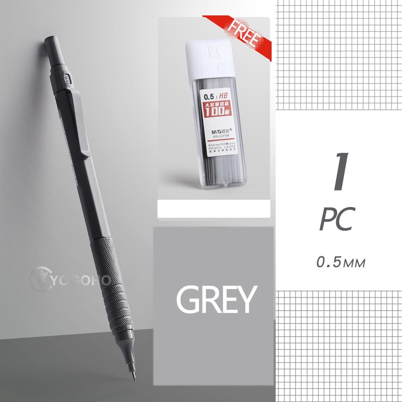 M &amp; G 0.5mm/0.7mm crayon mécanique couleur Morandi fournitures scolaires japonaises crayons mécaniques japonais: Grey with refills