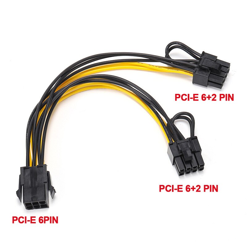 PCI Express-Cable de alimentación PCIE de 8 pines a doble 8 (6 + 2) Pines, tarjeta gráfica de vídeo VGA, adaptador de GPU, Cable divisor de fuente de alimentación: 6 Pin to Dual 8 Pin
