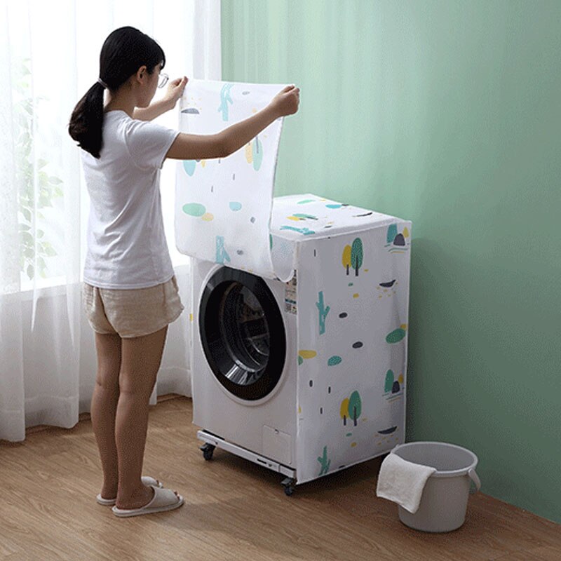 Funda Simple PEVA impermeable para lavadora, cubierta de protección solar, Organización del hogar con cremallera