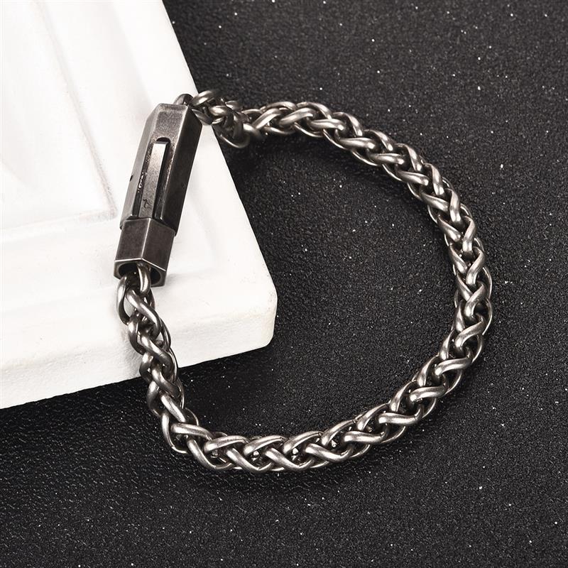 Vingtage Stainless Steel Chain Bracelet for Men Unique Punk Hiphop Male Bracelet Mens Jewelry Accessories Party