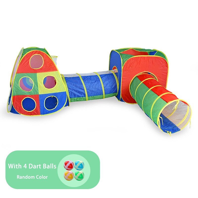 Tente de fosse à balles pour enfants, 3 en 1, avec Tunnel rampant, pour piscine, maison de jeu pour enfants: 4pcs 02
