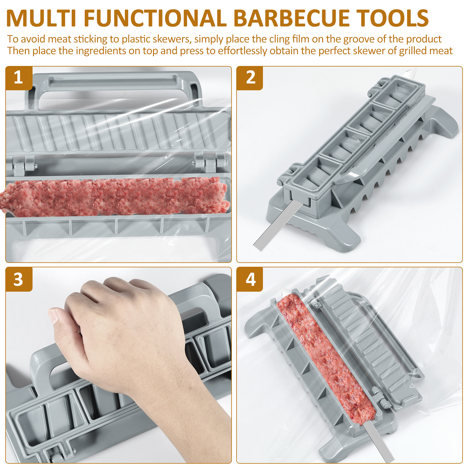 Plastic Kebab Maker Draagbare Pers Kebab Maker Herbruikbare Grote Handleiding Kebab Mold Grillen Tool Barbecue Spiesjes voor Thuis Chef's