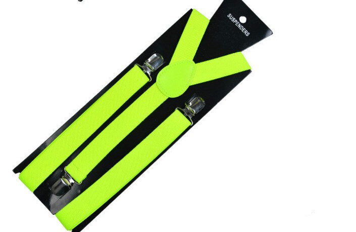 Adjustable Elasticated Adult Suspender Straps Unisex Women Men Y Shape Elastic Clip-on Suspenders 3 Clip Pants Braces: Neon Yellow