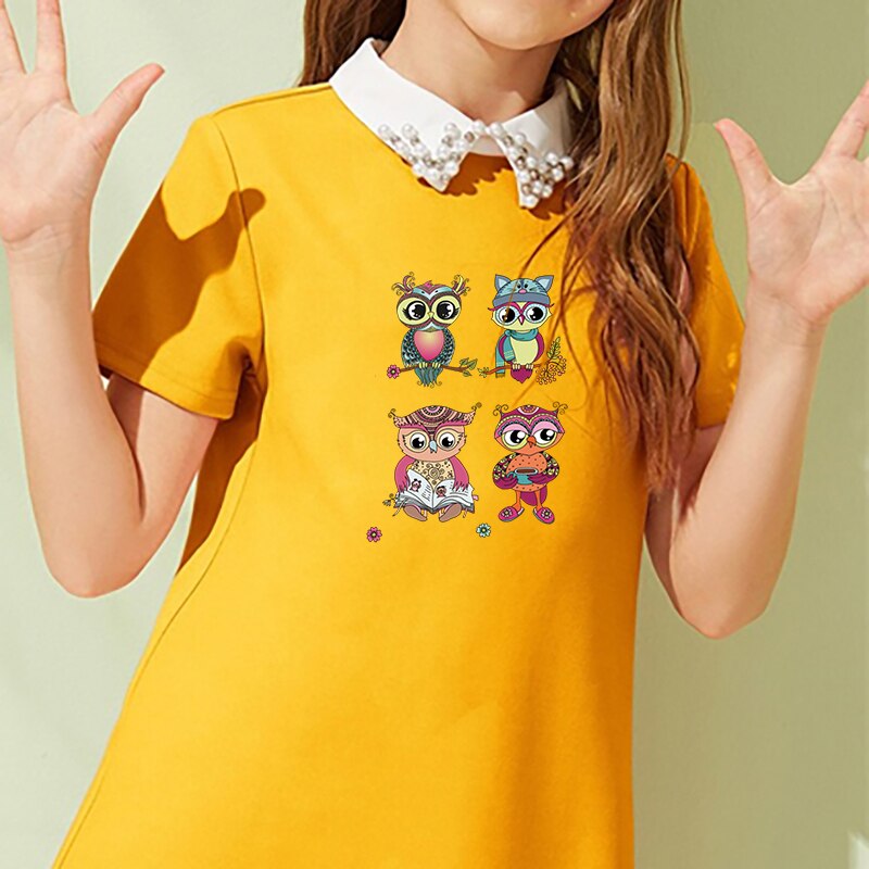 pineapple Animal Patches Cat Owls Diy Iron On Sticker Kids Clothes Iron Washable Custom Patches Heat Transfer Vinyl Sticker