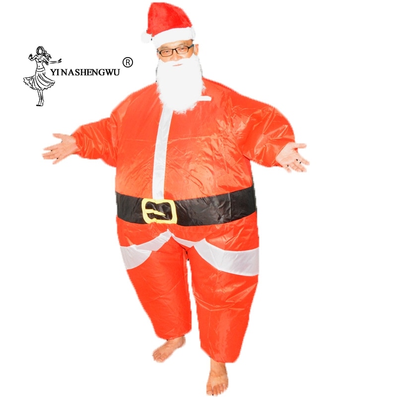 Volwassenen Kerst Kerstman Kostuums Cosplay Christmas Party Kleding Jumpsuit Kostuums Opblaasbare Kerstman Kleding Sets