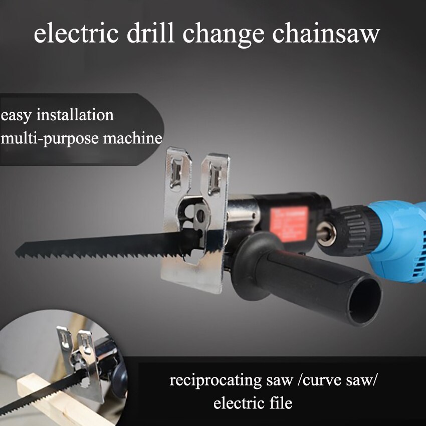 Perceuse électrique, multifonction 3 en 1, scie alternative, accessoire, changement de perceuse électrique, scie incurvée pour coupe de tuyaux de bois