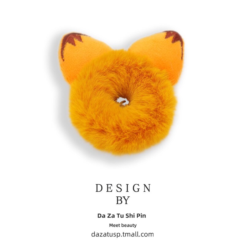 Winter Girls Cute Cartton Animals Ears Plush Scrunchie Ponytail Holder Hair Rubber Bands Headband Hair Accessories: 19