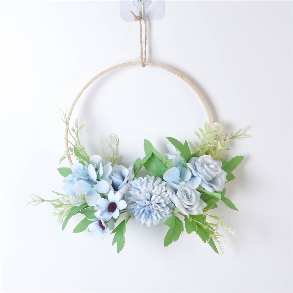 Krans kunstmatige pioen gesimuleerde slinger Rotan ring decoratie fotografie rekwisieten bruiloft krans bloem huisdeur decoratie krans decor ( kleur: roze