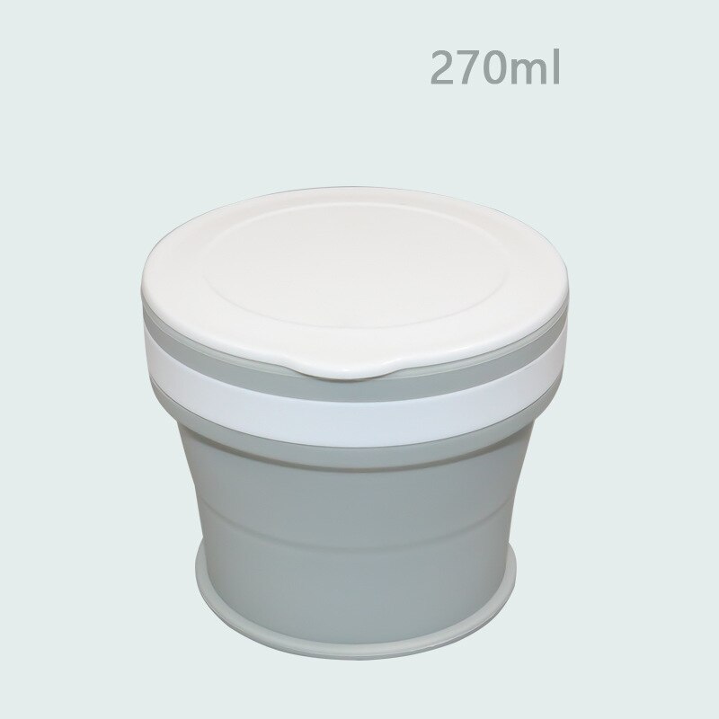 170/270/350ml Folding Silicone Draagbare Siliconen Telescopische Drinken Inklapbare koffie cup vouwen silica cup met Deksels reizen: 270ml Gray