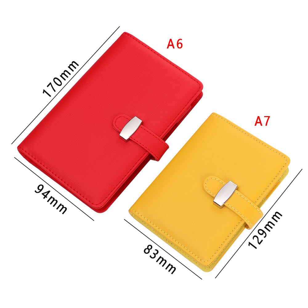 Carpeta de Anillas A6 A7 de PU con Clip, cuaderno de hojas sueltas de cuero, cubierta, Agenda, planificador, organizador, escuela, oficina, papelería